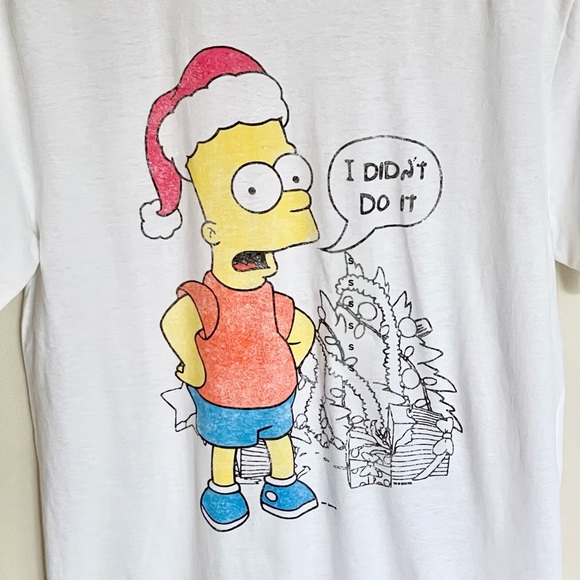 NEW Old Navy The Simpsons Bart Christmas Tree Graphic White T Shirt Adult Small - Picture 2 of 4